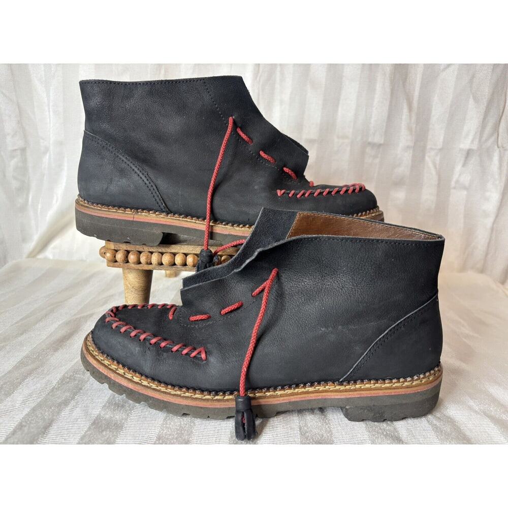Marithe + Francois Girbaud Boots Black Red Stitch sz 43 MARITHE FRANCOIS GIRBAUD